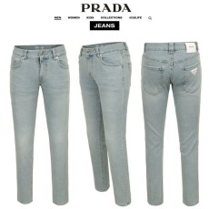 프라다 23SS 화이트로고 연청 슬림 일자진