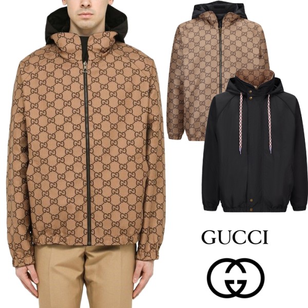 [GUCCI] 2023FW 구찌 리버서블 후드 양면 자켓 블랙/베이지 (해외배송)-레플리카 사이트 쇼핑몰