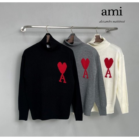 AMI 아미 편직하트 터틀넥 - 3 Color