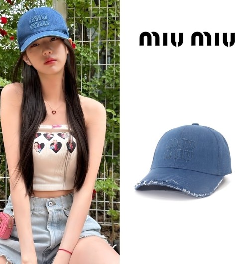 미우미우 로고 데님 볼캡