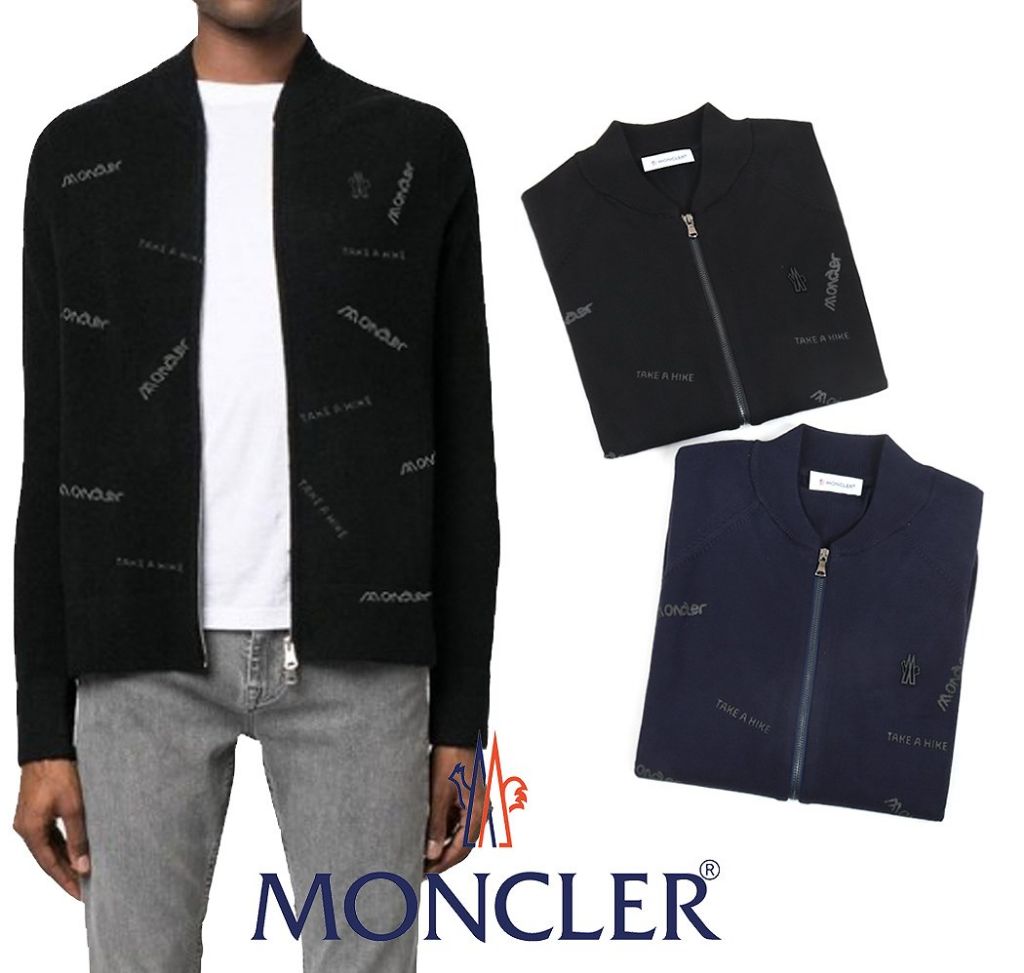 MONCLER. 24SS 멀티 레터링 스틸 울 니트 집업