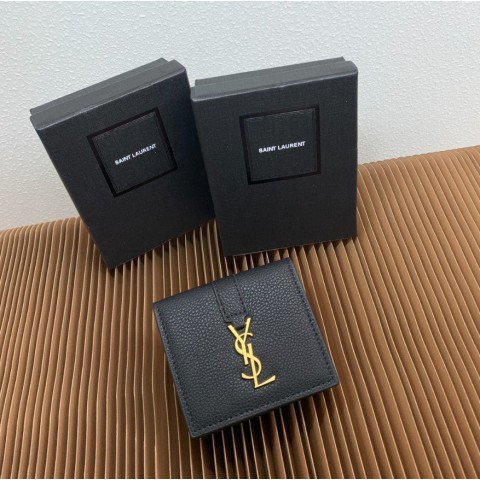 입생로랑 YSL 금장로고 컴팩트 반지갑