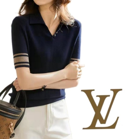 LV 루이비통 배색 반팔 카라 니트 티셔츠
