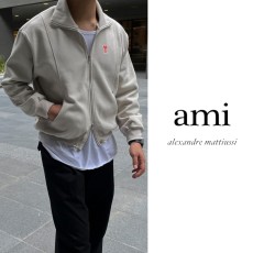 아미 레드패치 하이넥 크롭리벳 집업 (3color) -19997