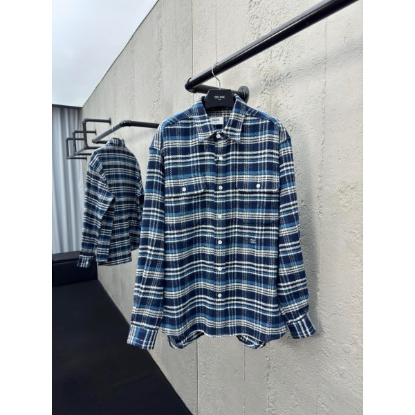 셀린느 체크 코튼 루즈 럼버잭 셔츠 네이비 블루-레플리카 사이트 쇼핑몰