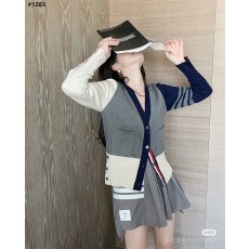 톰브라운 여성 배색 가디건
