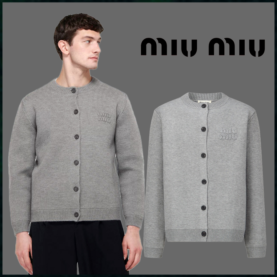 미우미우 울 니트 가디건 - 그레이