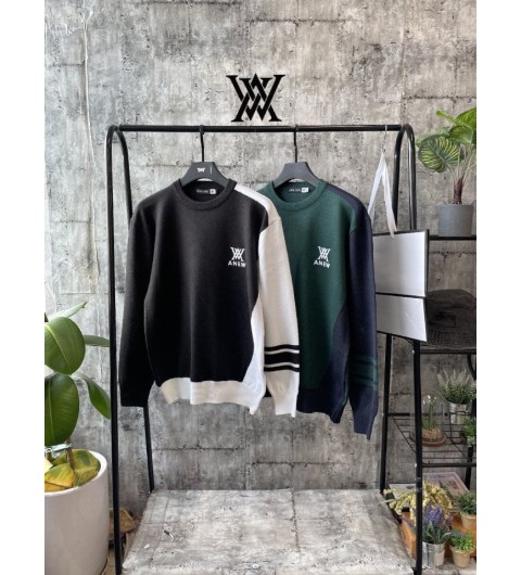 어뉴 사선배색 로고니트 3color