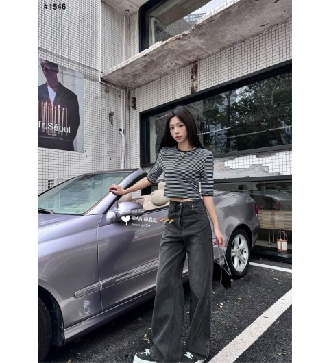 프라다 여성 삼각로고 흑청 데님진 청바지 (프라다 벨트 증정)