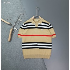 버버리 시그니처 기마자수 카라 반팔 니트 - 2 Color