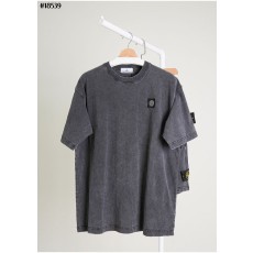 스톤아일랜드 가먼트다이드 블랙 로고 패치 반팔티 & 와펜 패치 반바지 세트 - 2 Color