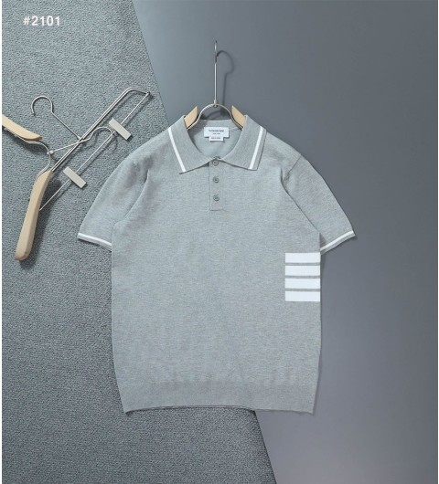 톰브라운 사이드 4바 사선 카라 반팔 니트 풀박스 - 2 Color