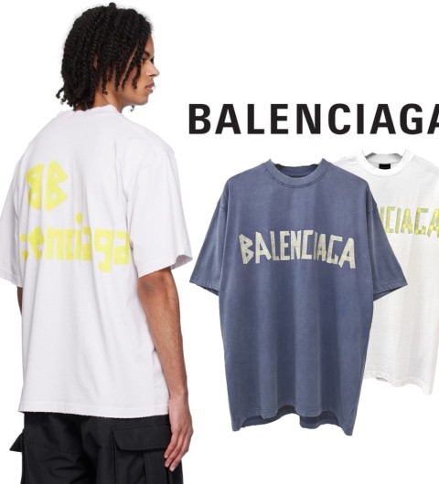 발렌시아가 테이프 타입 미디엄 핏 반팔 티셔츠 (2color)