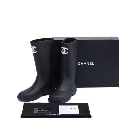 샤넬 여성 CC로고 러버 레인 부츠
