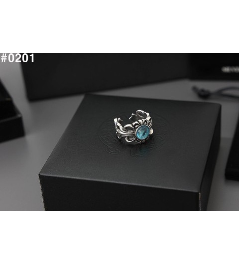 크롬하츠 블루스톤 플로랄 크로스 링 반지