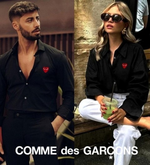 꼼데가르송 최고급 커플 셔츠 블랙 (레드와펜)