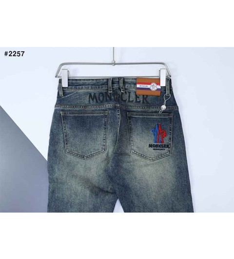몽클레어 남성 빅로고 데님 팬츠