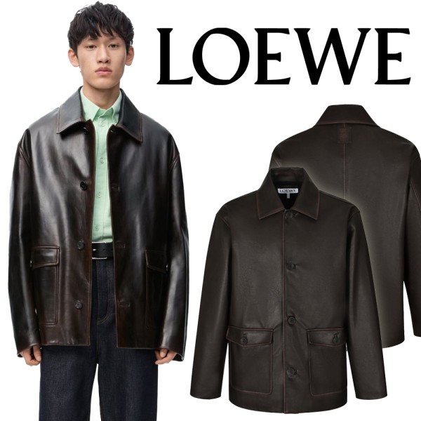 LOEWE 로에베 더블 포켓 빈티지 레더 자켓-레플리카 사이트 쇼핑몰
