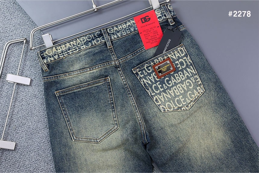 돌체앤가바나 이니셜 로고 DG 워싱 데님 청바지