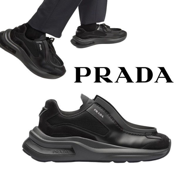 프라다 바이크 패브릭 스웨이드 엘리먼츠 브러쉬드 레더 스니커즈 블랙-레플리카 사이트 쇼핑몰
