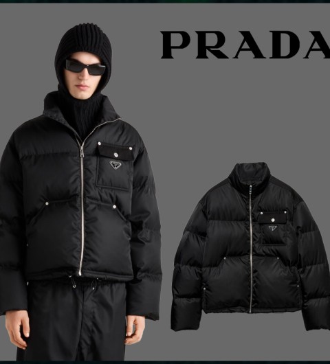 프라다 리나일론 크롭 쇼트 패딩