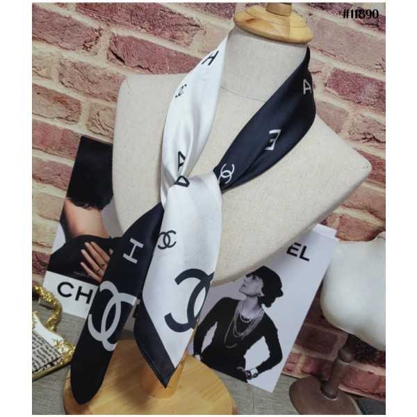 샤넬 블랙화이트 콤비 스퀘어 스카프-레플리카 사이트 쇼핑몰