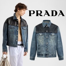 2025FW 프라다 데님 레더 자켓