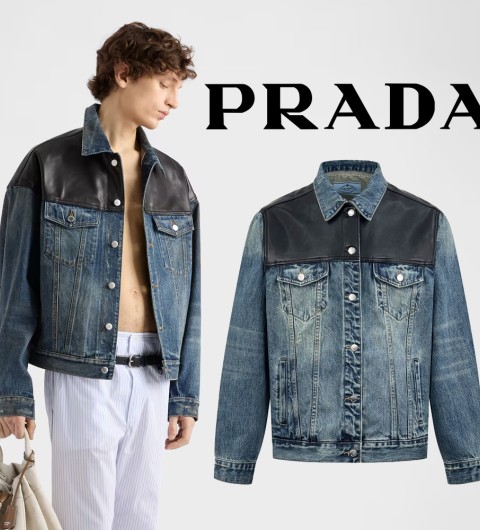2025FW 프라다 데님 레더 자켓