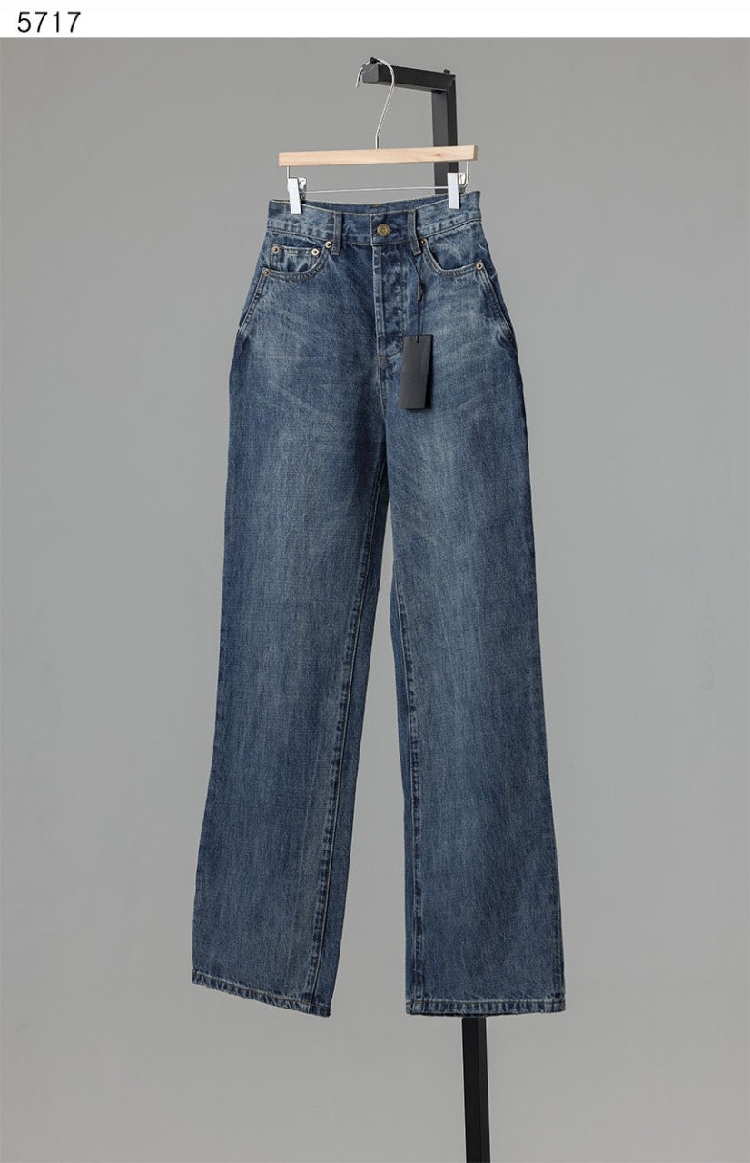 생로랑 여성 수입고급 세미 와이드 데님진