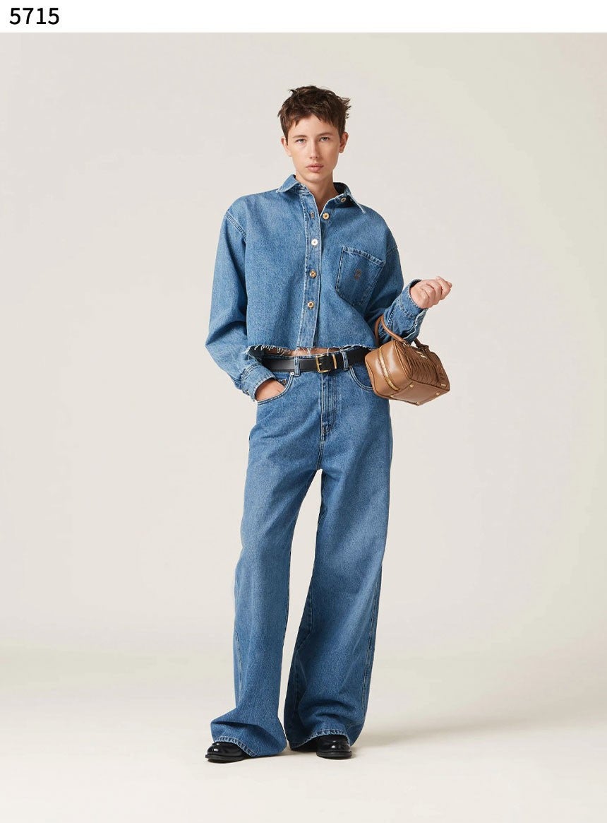 미우미우 여성 수입고급 여성 일자핏 데님진