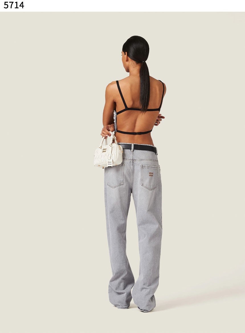 미우미우 수입고급 펄 포켓 슬림 데님 팬츠