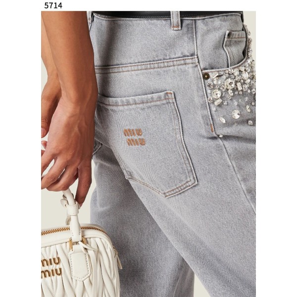 미우미우 수입고급 펄 포켓 슬림 데님 팬츠-레플리카 사이트 쇼핑몰