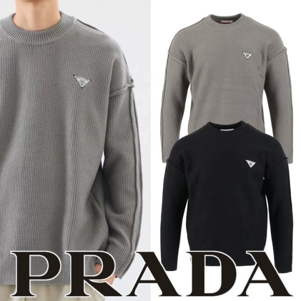 프라다 클래식 트라이앵글 자수 램스울 니트 (2color)-레플리카 사이트 쇼핑몰