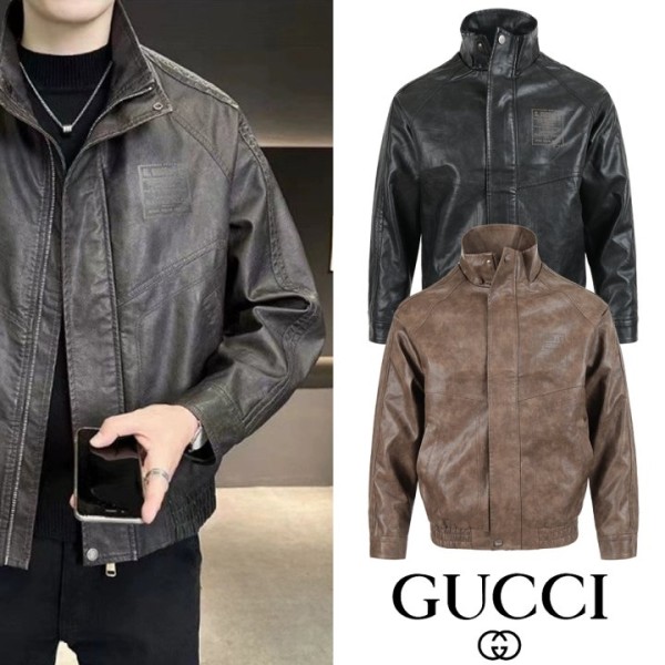 구찌 레터링 사각로고 레더자켓 (2color)-레플리카 사이트 쇼핑몰