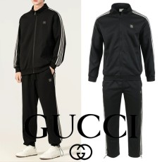 구찌 스트라이프 스틸로고 집업 셋업 -블랙-