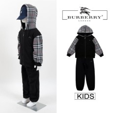 버버리 키즈 체크 후드집업 셋업 -블랙-