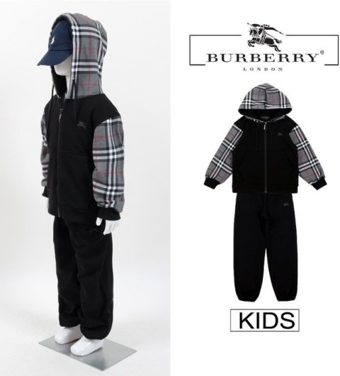 버버리 키즈 체크 후드집업 셋업 -블랙-