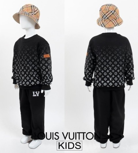 루이비통 키즈 그라데이션 로고 맨투맨 셋업