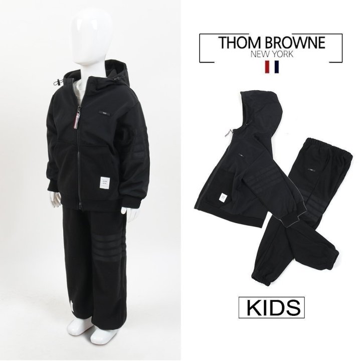 톰브라운 키즈 블랙 4바 우븐 셋업