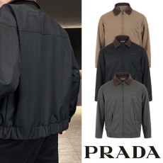 프라다 코듀로이 배색 카라 마르파 자켓