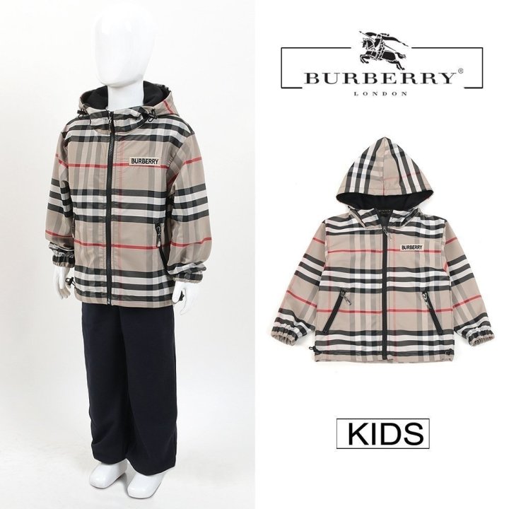 버버리 키즈 체크 바람막이 -베이지-
