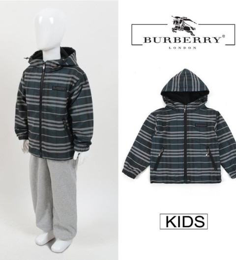 버버리 키즈 체크 바람막이 -차콜-