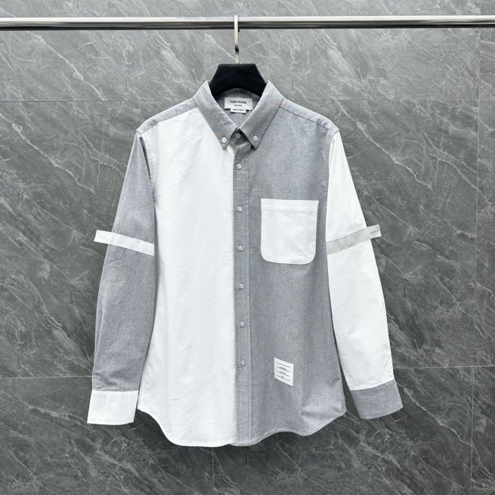 톰브라운 암밴드 투톤 배색 셔츠