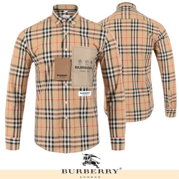 버버리 시그니처 레터링 긴팔 체크 NB 셔츠-레플리카 사이트 쇼핑몰