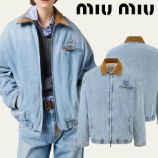 2025 미우미우 미우 벨벳 칼라 데님 패디드 자켓 (남여공용) -정품급-