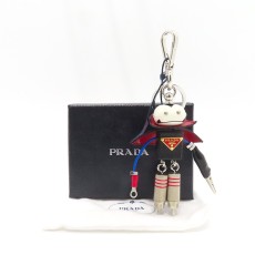 프라다 레더 블라드 트릭 키체인 블랙