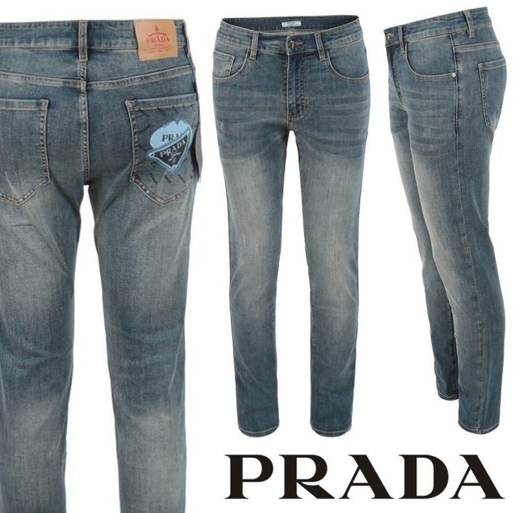 프라다 더블로고 프린트 슬림 일자진