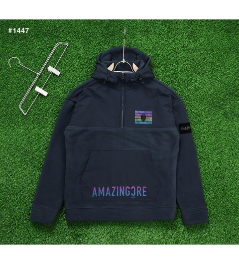 세일 - 어메이징크리 플리스 아노락 하프 집업 후드 자켓 - 2 Color