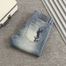 생로랑 백포켓 자수로고 스판 워싱 데님진