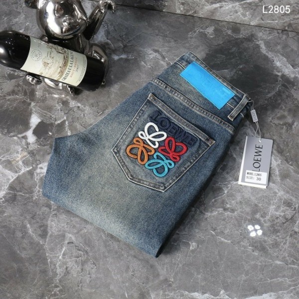 로에베 아나그램 포켓 자수 데님 팬츠